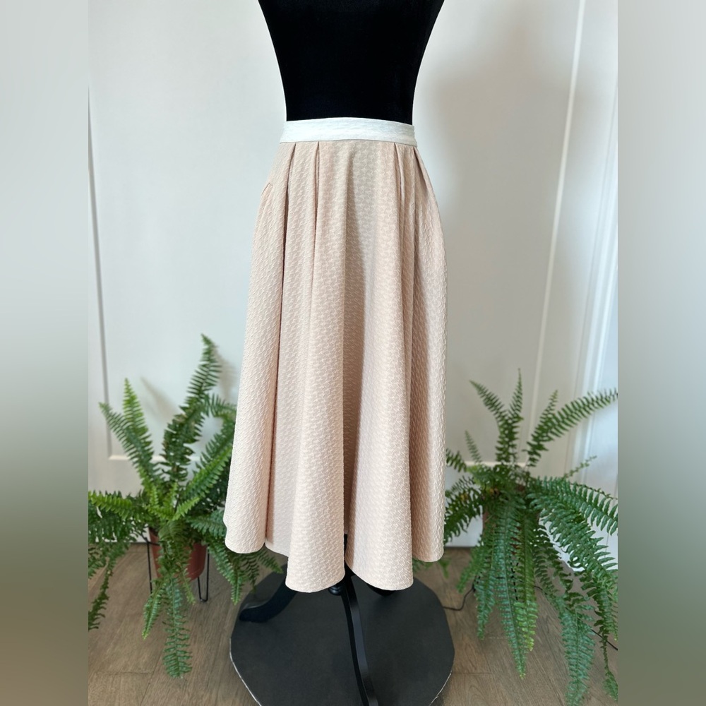 Torn By Ronny Kobo Skater Skirt size XS in beige and cream